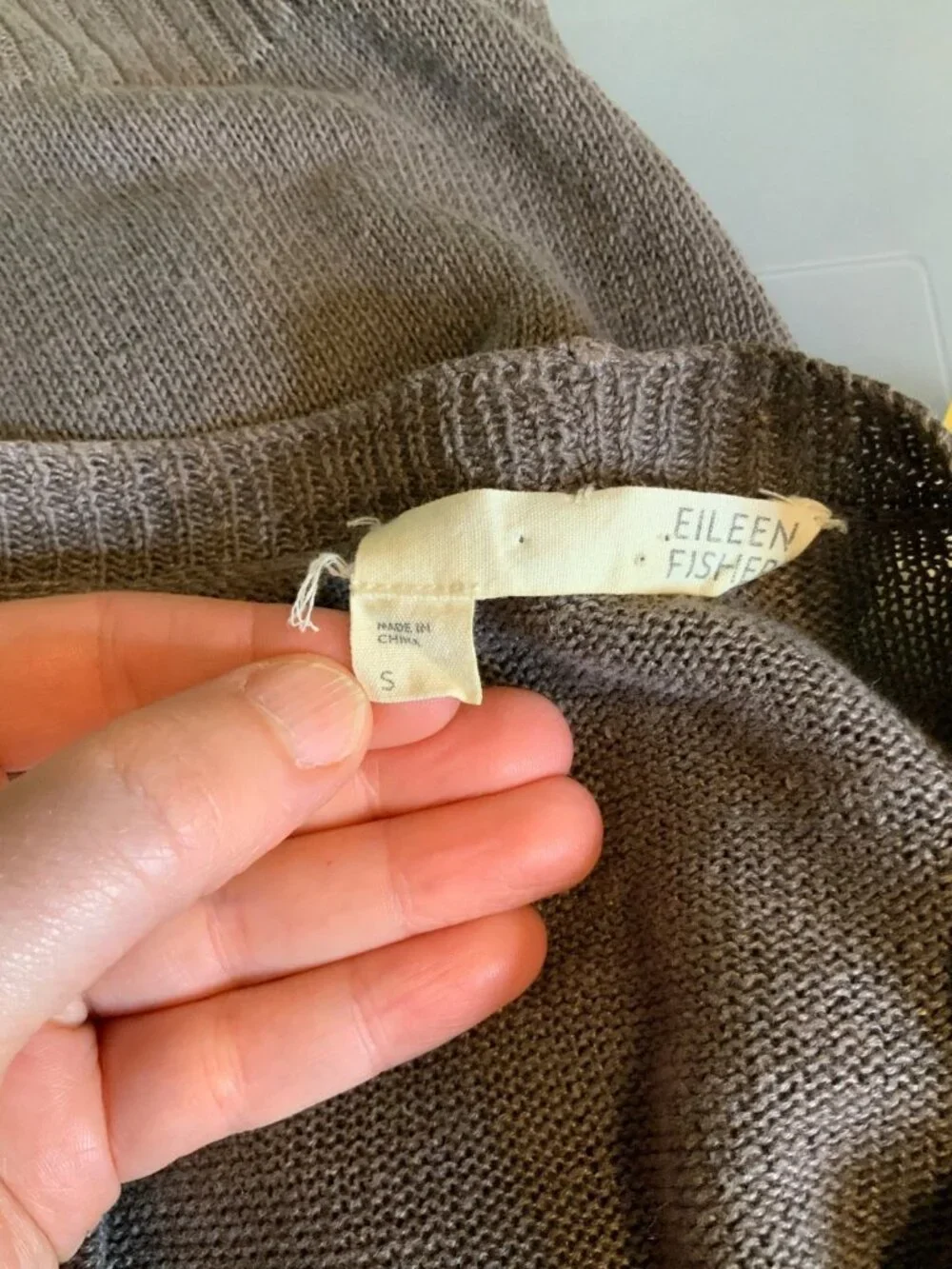 Eileen Fisher Gray Linen Thin Knit Open Front Cardigan, Size S